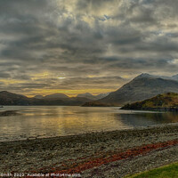 Buy canvas prints of A view across Balmeanach Bay to the hill called Glamaig by Richard Smith