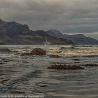Buy canvas prints of Ben Tianavaig and The Storr from Braes beach by Richard Smith