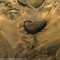 Buy canvas prints of A heart shaped stone in a rivulet of water on Braes beach. by Richard Smith