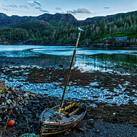 Buy canvas prints of Abandoned wooden dinghy in Loch Carron at Plockton by Richard Smith
