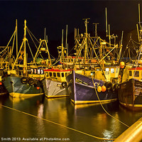 Buy canvas prints of Fishing boats at night by Richard Smith