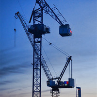 Buy canvas prints of Building site Cranes by Richard Smith