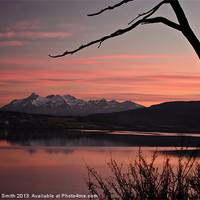 Buy canvas prints of Sunset pink across Loch Portree by Richard Smith