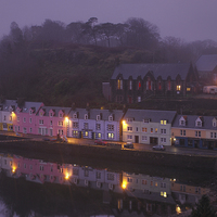 Buy canvas prints of  A close-up of Portree pier on a misty evening in  by Richard Smith