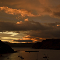 Buy canvas prints of  Sunrise colour over the entrance to Loch Portree by Richard Smith