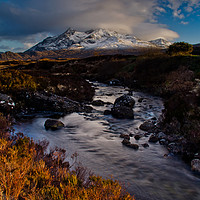 Buy canvas prints of Snow capped Black Cuillin hills by Richard Smith