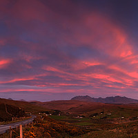 Buy canvas prints of Sunset colour over Drynoch, Satran and the Cuillin by Richard Smith