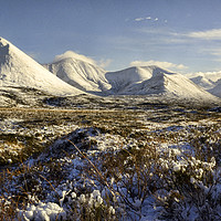 Buy canvas prints of   The red Cuillin of Skye with their winter cloak  by Richard Smith
