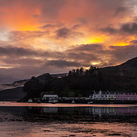 Buy canvas prints of Sunset colour over Portree pier by Richard Smith