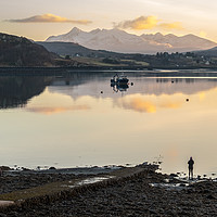 Buy canvas prints of Photographing the Cuillins reflected at dusk by Richard Smith