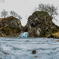 Buy canvas prints of The frozen waterfall on Allt Daraich close to by Richard Smith