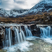 Buy canvas prints of Looking over a waterfall up Coire na Creiche #2 by Richard Smith