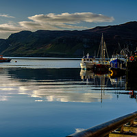 Buy canvas prints of Moored to Portree pier at first sunlight by Richard Smith