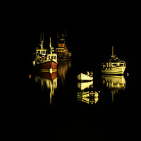 Buy canvas prints of A small group of boats moored on Loch Portree by Richard Smith