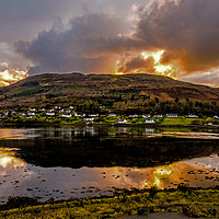 Buy canvas prints of Setting sunlight behind Suidh Fhinn. by Richard Smith