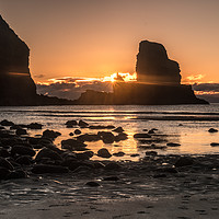 Buy canvas prints of Setting sun beyond the seastack at Talisker Point by Richard Smith