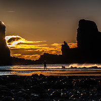 Buy canvas prints of Sun setting behind Talisker Point by Richard Smith