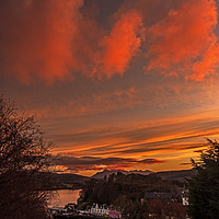 Buy canvas prints of Sunset colour over Portree and the Cuillin by Richard Smith