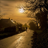 Buy canvas prints of Walking the dog on a hazy winter's morning by Richard Smith