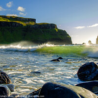 Buy canvas prints of A comber breaks as it approaches Talisker beach. by Richard Smith