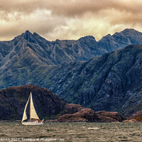 Buy canvas prints of A yacht crosses Loch na Cuilce in front of the Cuillins by Richard Smith