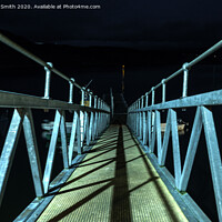 Buy canvas prints of Gangway to pontoon at night. by Richard Smith