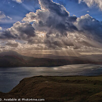 Buy canvas prints of Crepuscular rays over Ben Tianavaig by Richard Smith