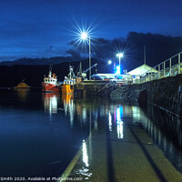 Buy canvas prints of Fishing boats moored to the end of the pier at the blue hour. by Richard Smith