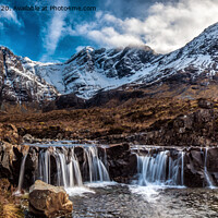 Buy canvas prints of A broad waterfall within the Fairy Pools area in Coire na Creiche. by Richard Smith