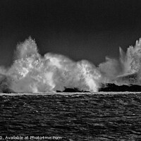 Buy canvas prints of Breaking wave on rocks. by Richard Smith