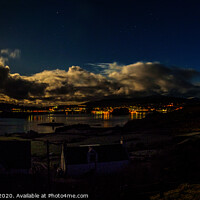Buy canvas prints of A full moon low in the sky by Portree by Richard Smith