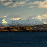 Buy canvas prints of Snow covered Cuillin beyond loch Bracadale. by Richard Smith