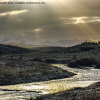 Buy canvas prints of Crepuscular rays over the Cuillin by Richard Smith
