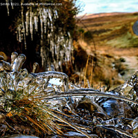 Buy canvas prints of Iced grass and icicles beside the Struan hill road. by Richard Smith