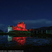Buy canvas prints of Eilean Donan Castle floodlit for remembrance day. by Richard Smith