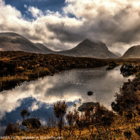 Buy canvas prints of Reflections in a mountain loch, Marsco in the distance. by Richard Smith