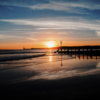 Buy canvas prints of Sunrise at Aberdeen Beach by Vicky Mitchell