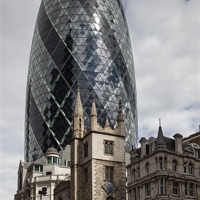 Buy canvas prints of The Gherkin and the Church by Nigel Jones