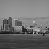 Buy canvas prints of  Canary Wharf And the O2 Arena by Nigel Jones