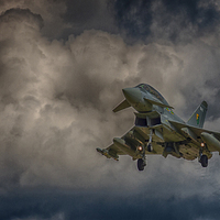 Buy canvas prints of RAF Typhoon coming in to land at Coningsby by Nigel Jones