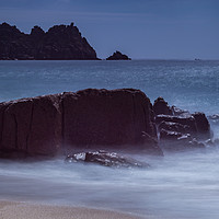 Buy canvas prints of Porthcurno Beach and Logan Rock by Nigel Jones