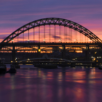 Buy canvas prints of Tyne Bridge Sunset by Michael Thompson