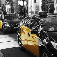 Buy canvas prints of  Barcelona Taxi's by Michael Thompson