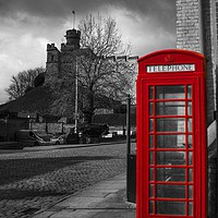 Buy canvas prints of Lincoln Castle and telephone by Michael Thompson