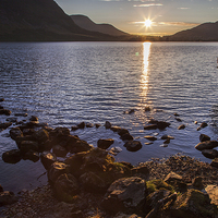 Buy canvas prints of  Crummock Water sunset by Stuart Gennery