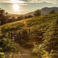 Buy canvas prints of  Walking down to Crummock Water as the sun fades. by Stuart Gennery