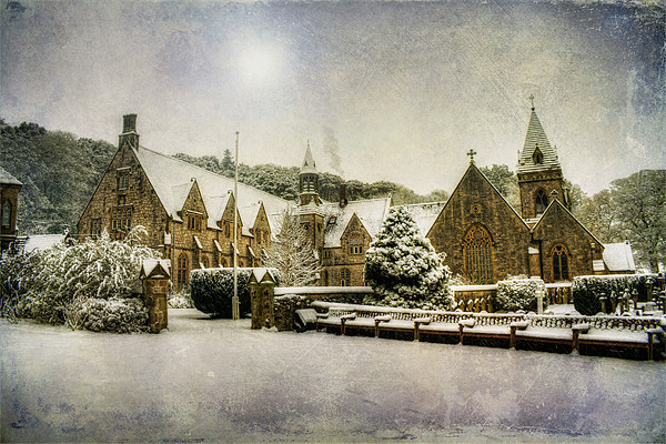 Priory In The Snow Picture Board by Ian Mitchell