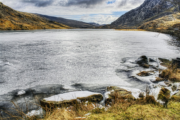 Frozen Lake Ogwen Picture Board by Ian Mitchell