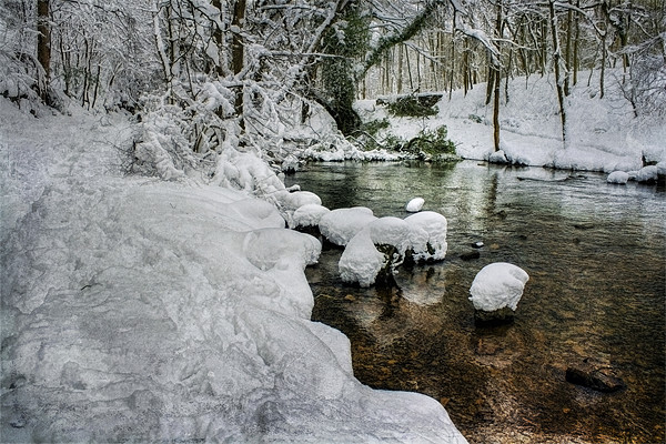 Snow on the River bank Picture Board by Ian Mitchell