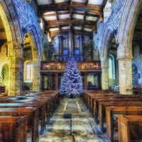 Buy canvas prints of Church at Christmas  by Ian Mitchell
